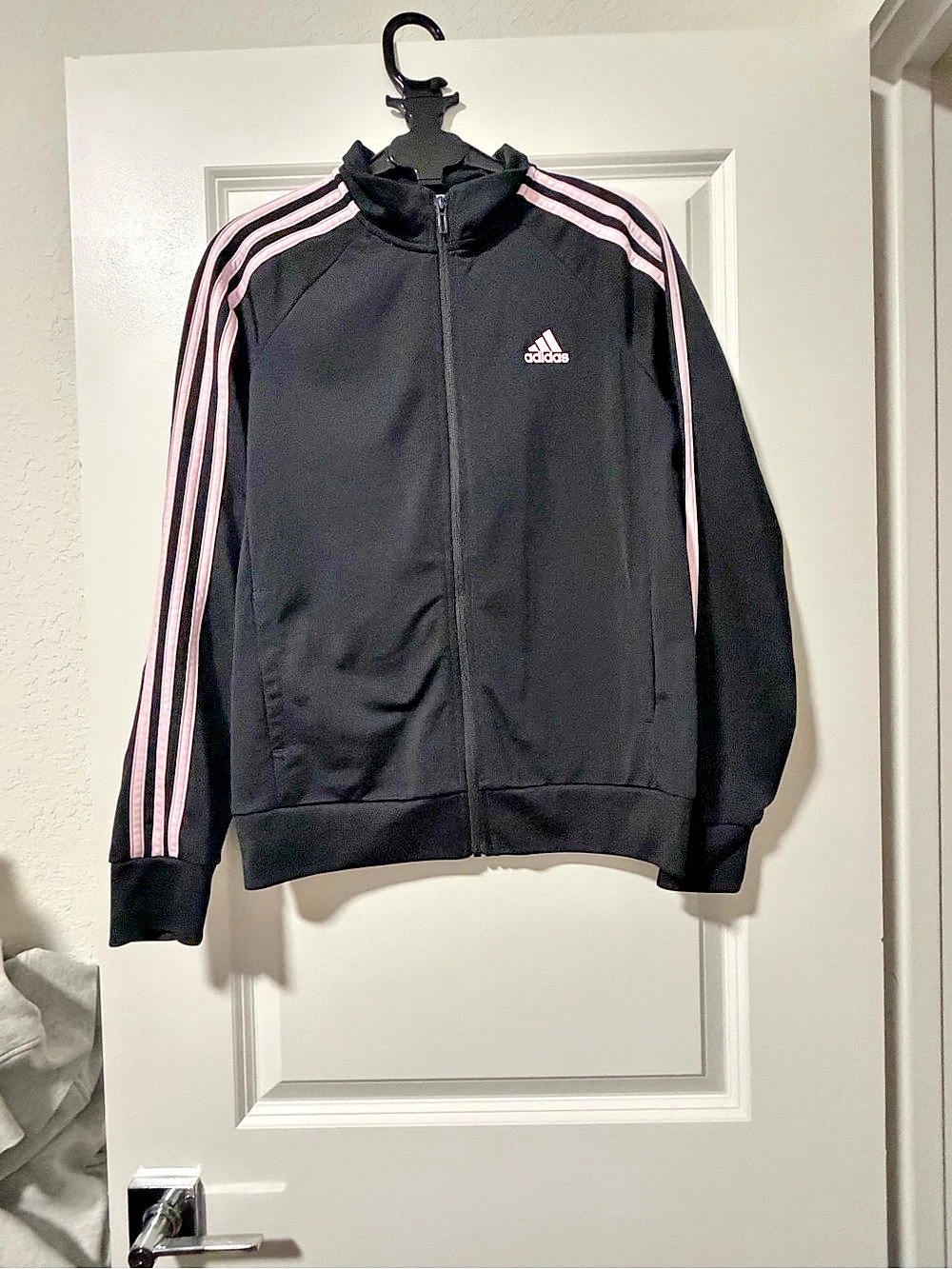adidas Black and Pink 3-Stripes Track Jacket and Pants Set
